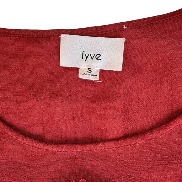 Rust Red Emroidered Womens Boho Blouse Small Gauze Lace Bell Sleeve Fairy Grunge - Picture 6 of 16